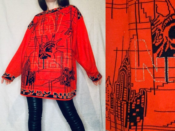 1980s Sweater New York Paris London Berlin, Novelt