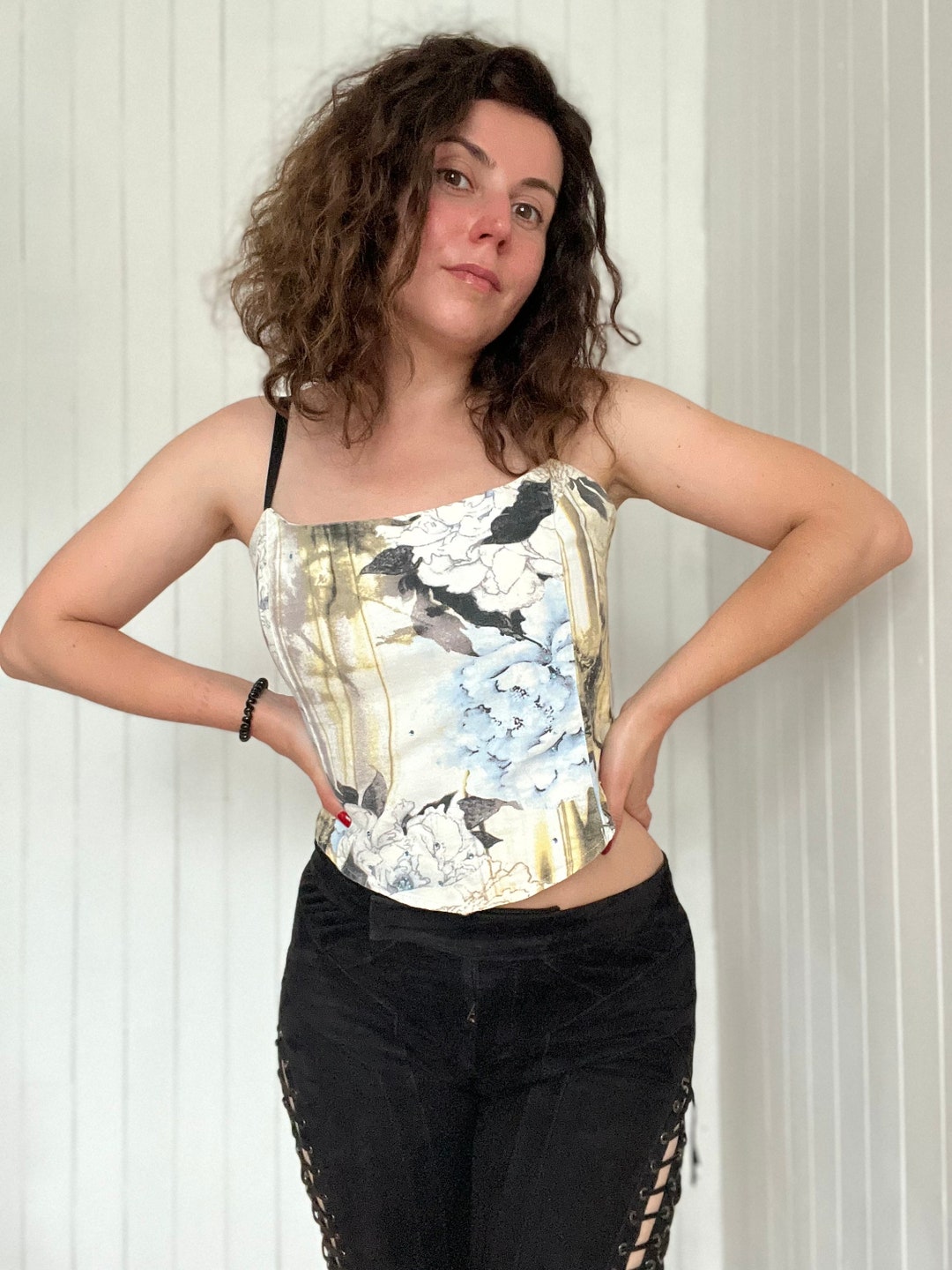 Crop Top Carling Paris Vintage - Noir, Manches Longues, Taille S, Style Y2k Années 2000