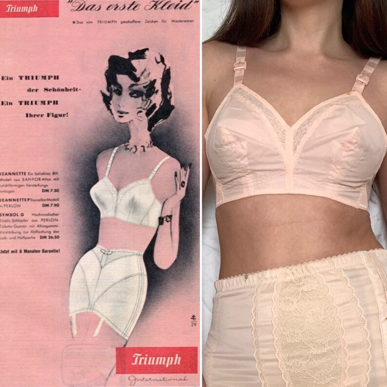 Size Small Vintage Peach Bra 1950s TRIUMPH Bullet Bra Fetish Bra Vintage Lingerie