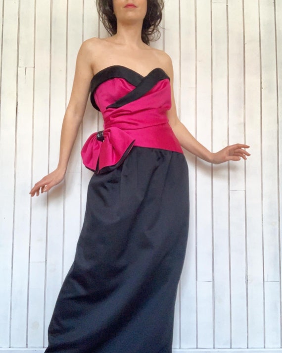 1980s A.j.bari Evening Dress Vintage Dinasty Style Dress