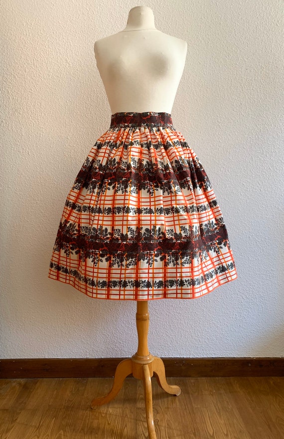 1950s Full Skirt, Midcentury Cotton Skirt