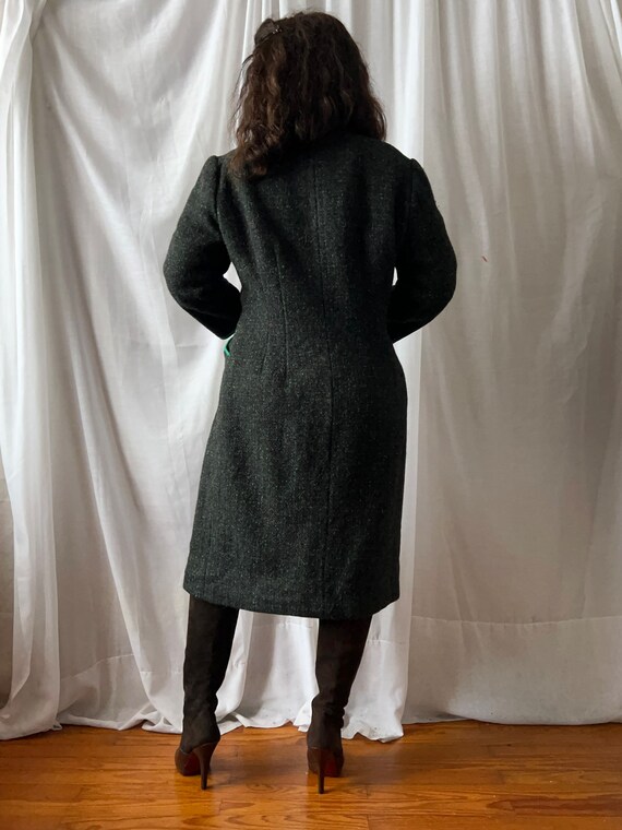 Vintage 50s 60s Dark Green Woolen Coat Midcentury… - image 6