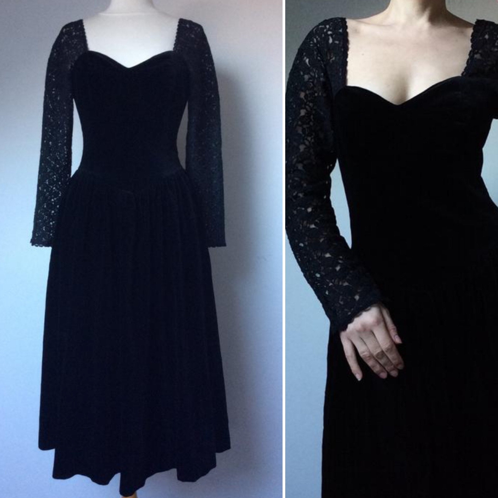 black velvet dress sweetheart neckline