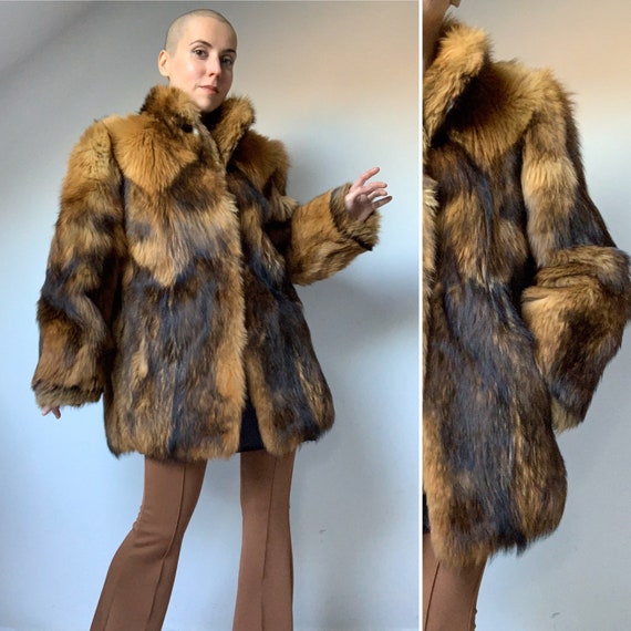 1970s Raccoon Fur Coat, Patchwork Fur Coat, Hippie