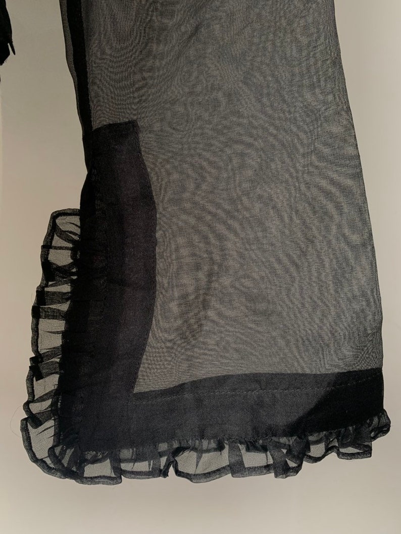 Silk Blouse Solit Sleeves Black Organza Blouse Bell Sleeves Transparent Blouse Vintage 90/'s Blouse Romantic Blouse Frilled Blouse