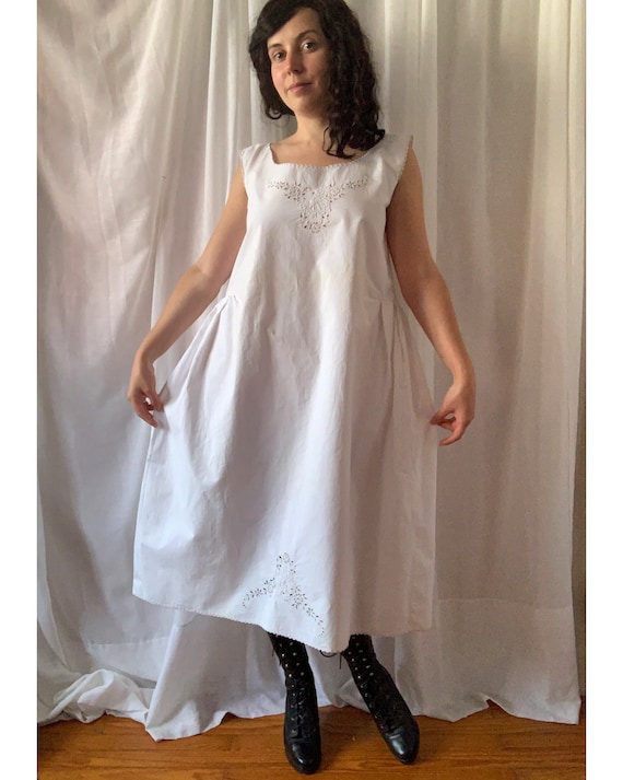 Antique French Cotton Under Dress | Butterfly Emb… - image 10