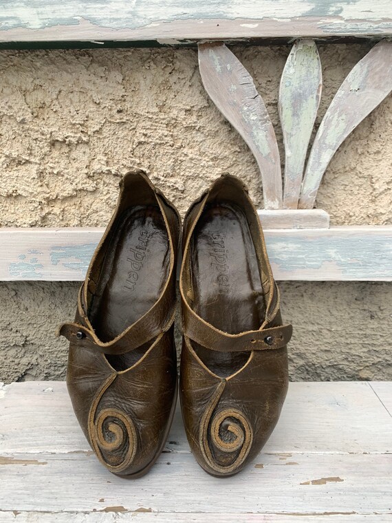 TRIPPEN Brown Leather Shoes, Snail Shoes, Elf Shoe