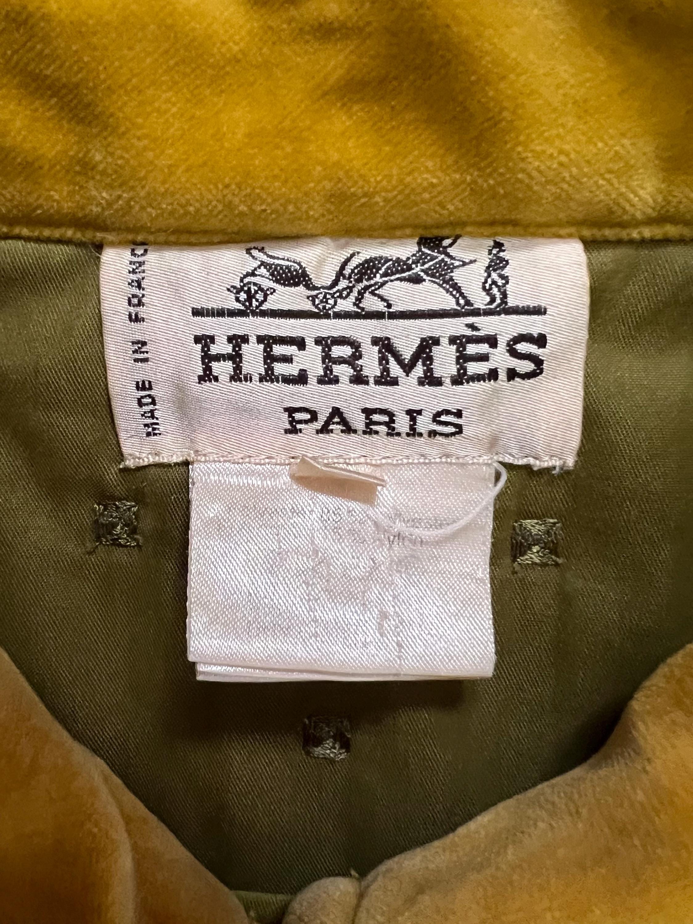 Vintage 80s 90s HERMÈS Paris Chartreuse Green Padded Cotton Vintage 80s 90s HERMÈS Paris Chartreuse Green Padded Cotton