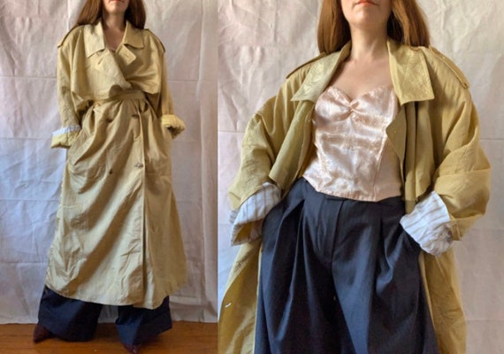 1980s YESSICA Mustard Trench Coat, Striped Coat