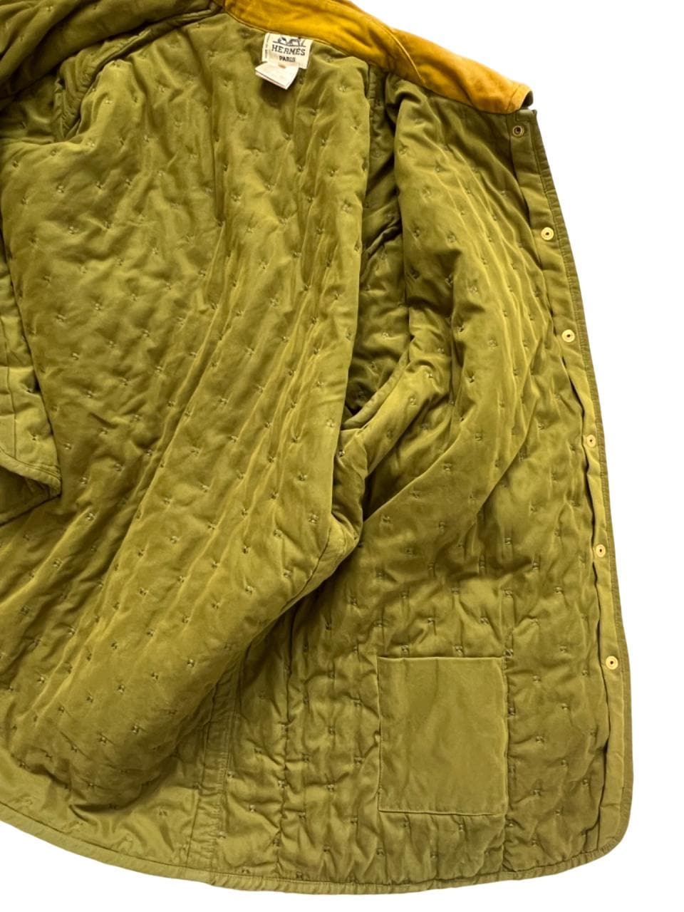 Vintage 80s 90s HERMÈS Paris Chartreuse Green Padded Cotton Vintage 80s 90s HERMÈS Paris Chartreuse Green Padded Cotton