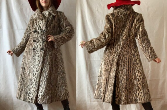 1970s Leopard FAKE FUR Coat, Vintage ANIMAL Print