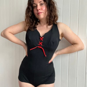 Vintage 1960s Swimsuit - Cole of California Black One Piece - Retro Pinup Bathing Suit -Bombshell Maillot Swimwear
