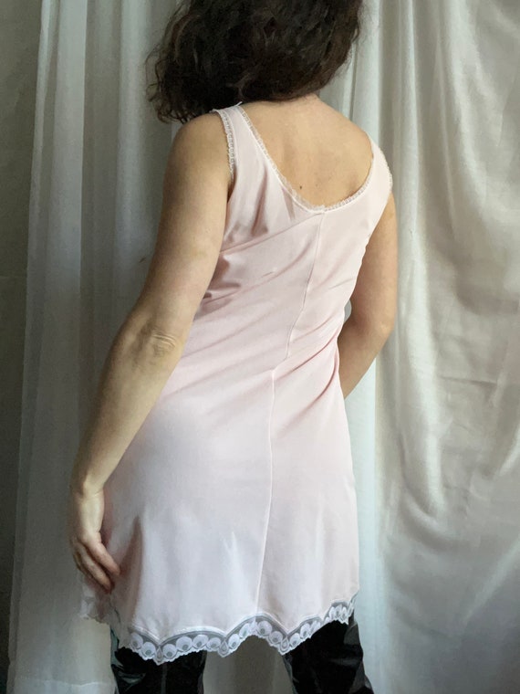 Vintage Pink Fleece Nylon Slip Dress, 60s 70s Ret… - image 7