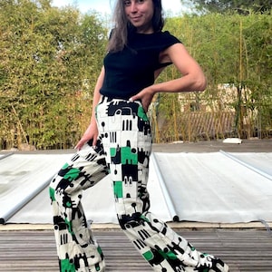 Vintagebyxor med funky abstrakt tryck | 60-70-tal | storlek Medium