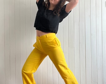JEAN CHARLES CASTELBAJAC Yellow Rain Pants Vintage 90s Straight