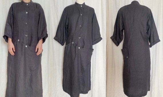 DECONSTRUCTED Dress, VINTAGE Linen Dress, 1980s, S