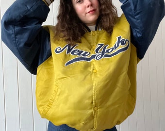 Vintage 90s STARTER New York Varsity Jacket Size Extra Large XL College Bomber Jacket