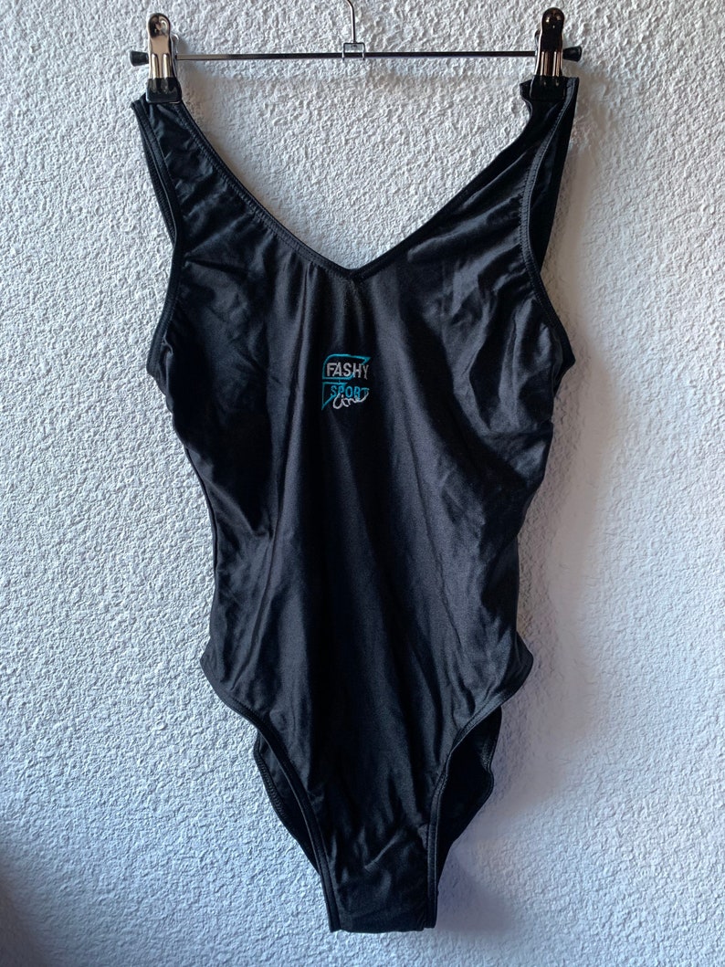 1980s 1990s black one piece swimsuit size S M | Etsy
