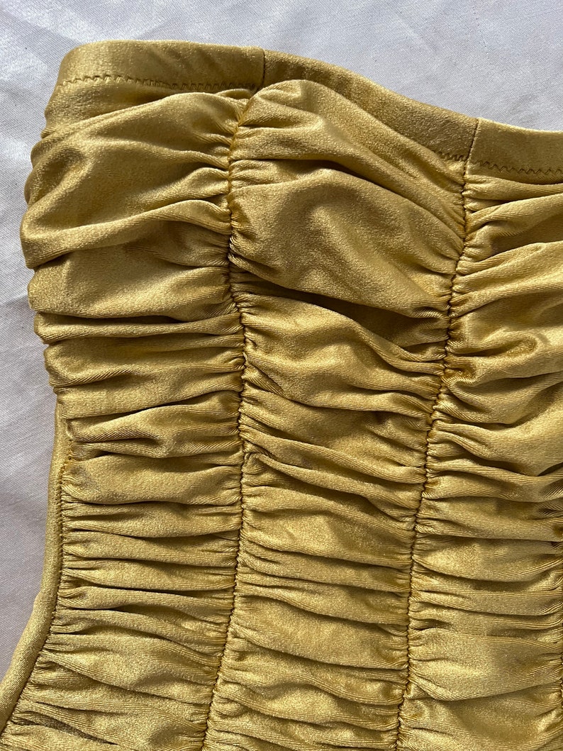 Costume da bagno intero vintage anni '80 anni '90 GOTTEX Golden Bustier Costume intero corsetto giallo raccolto immagine 10