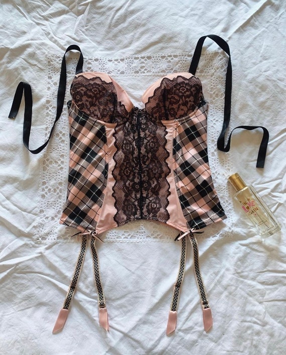 Vintage Bustier CHANTALL THOMASS | Pink Tartan C… - image 2