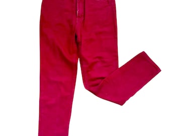 Jeans Versace Couture vintage de los 90 - Talla M - Rojo. Jeans de talle alto y pierna cónica.