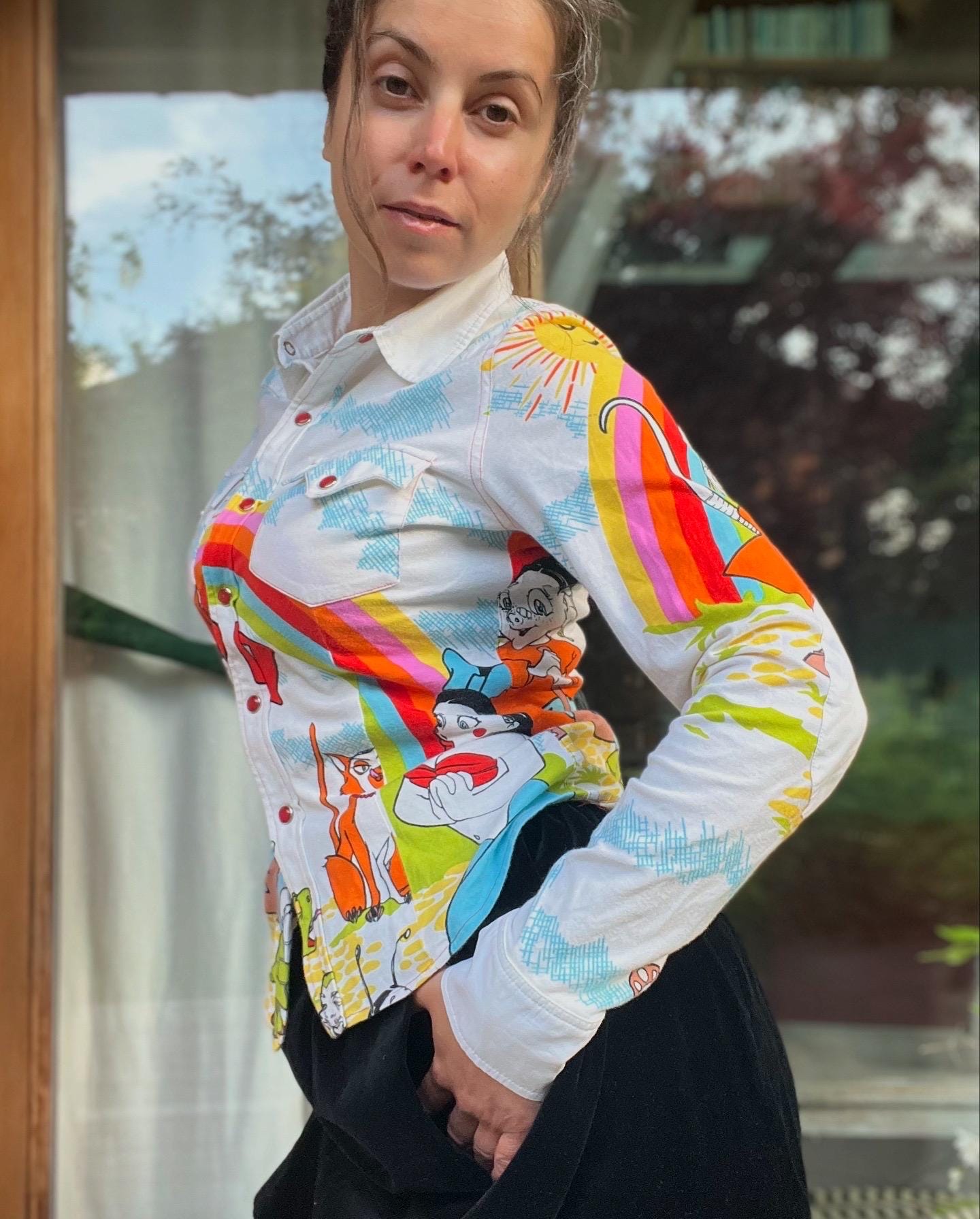 Vintage Christian Dior Cartoon Print Western Shirt - Galliano 2002