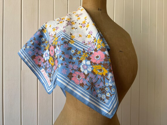 Vintage Italian 70s Square Polyester Scarf FIORIN… - image 3