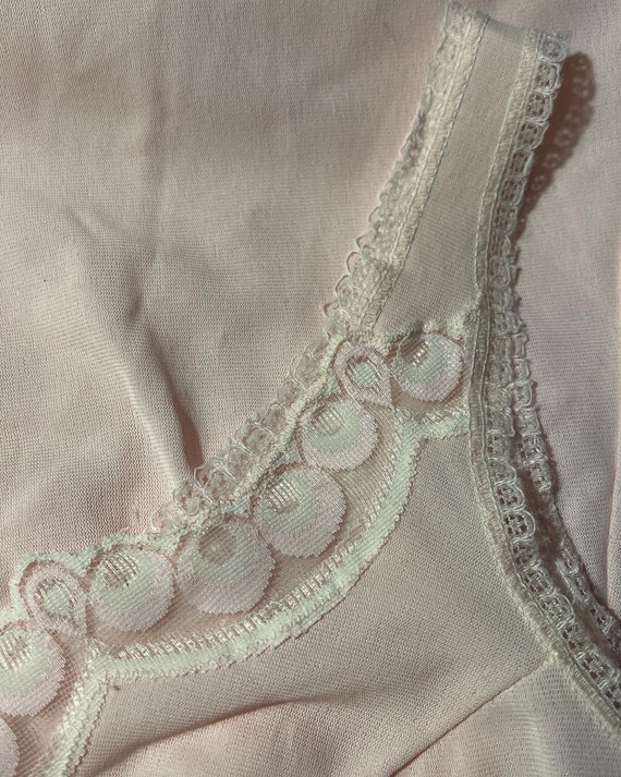 Vintage Pink Fleece Nylon Slip Dress, 60s 70s Ret… - image 4
