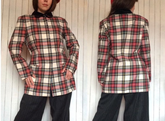 1980s OLIVER by VALENTINO Tartan Checked Blazer, W