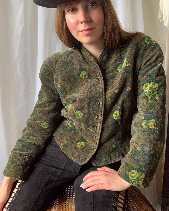 Vintage KENZO Quilted Jacket, 1980s Velvet Blazer… - image 6