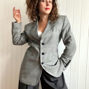 Vintage ESCADA Houndstooth Blazer - 80s Power Suit Jacket - Size Small
