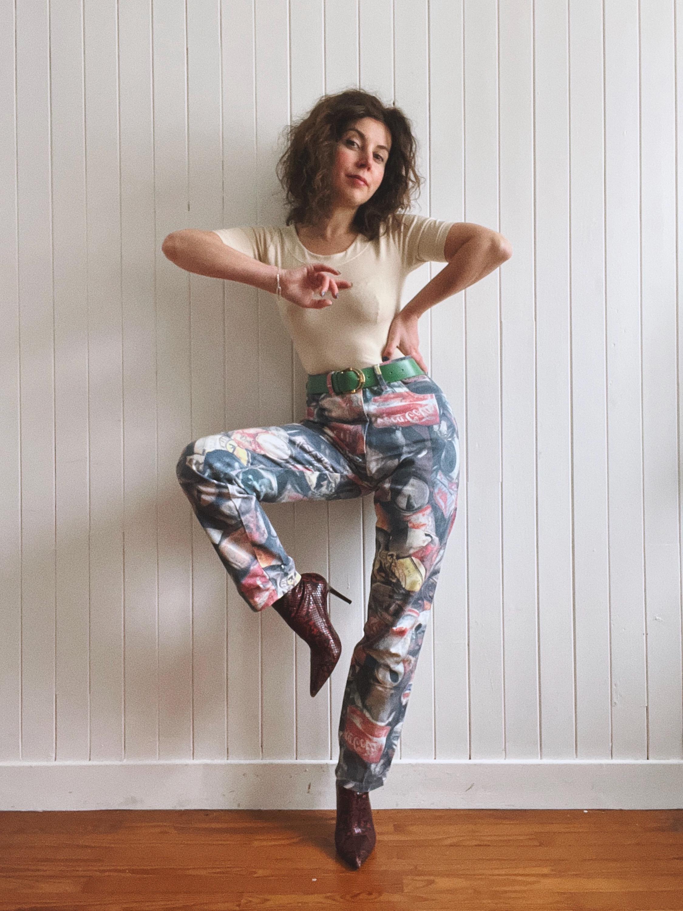 Jeans ModZart Femme Vintage Gothique à Paillettes - Coupe Droite - Bleu
