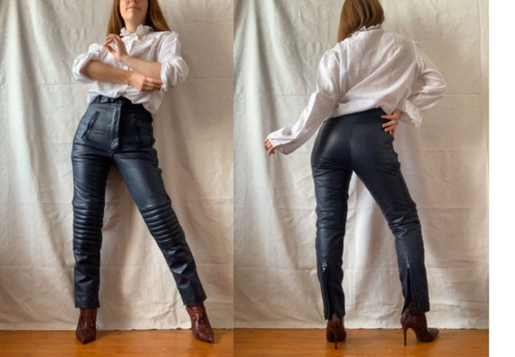 XS Vintage MOTORCYCLE Leather Pants Leather Biker