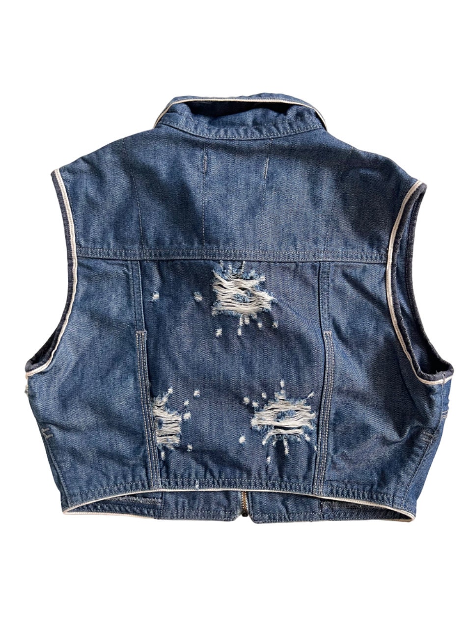 Y2K Distressed Denim Cropped Waistcoat TEDDY SMITH Size
