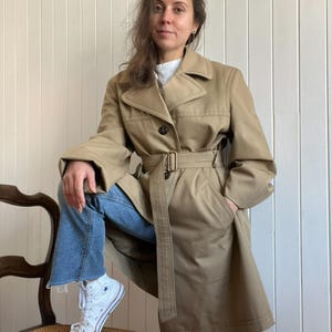Trench Imperméable Vintage Femme Années 1970 - Marque NINO FLEX - Taille M - Beige - Occasion
