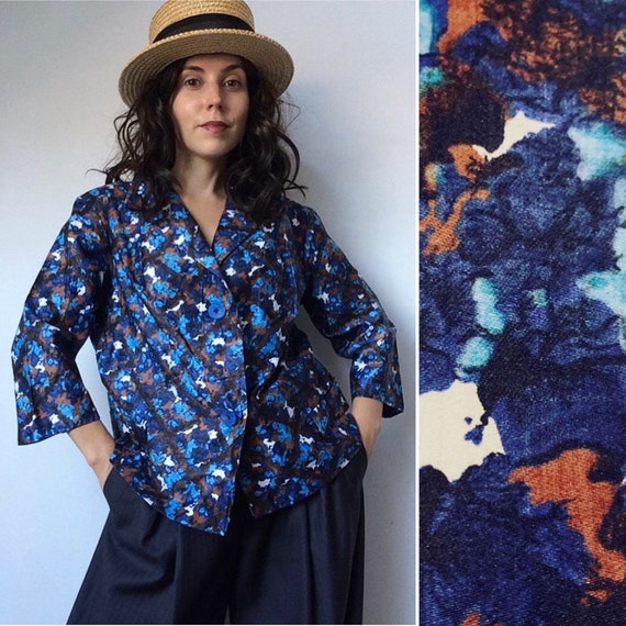 Midcentury Jacket, 1950s Jacket, Novelty Print, Ma