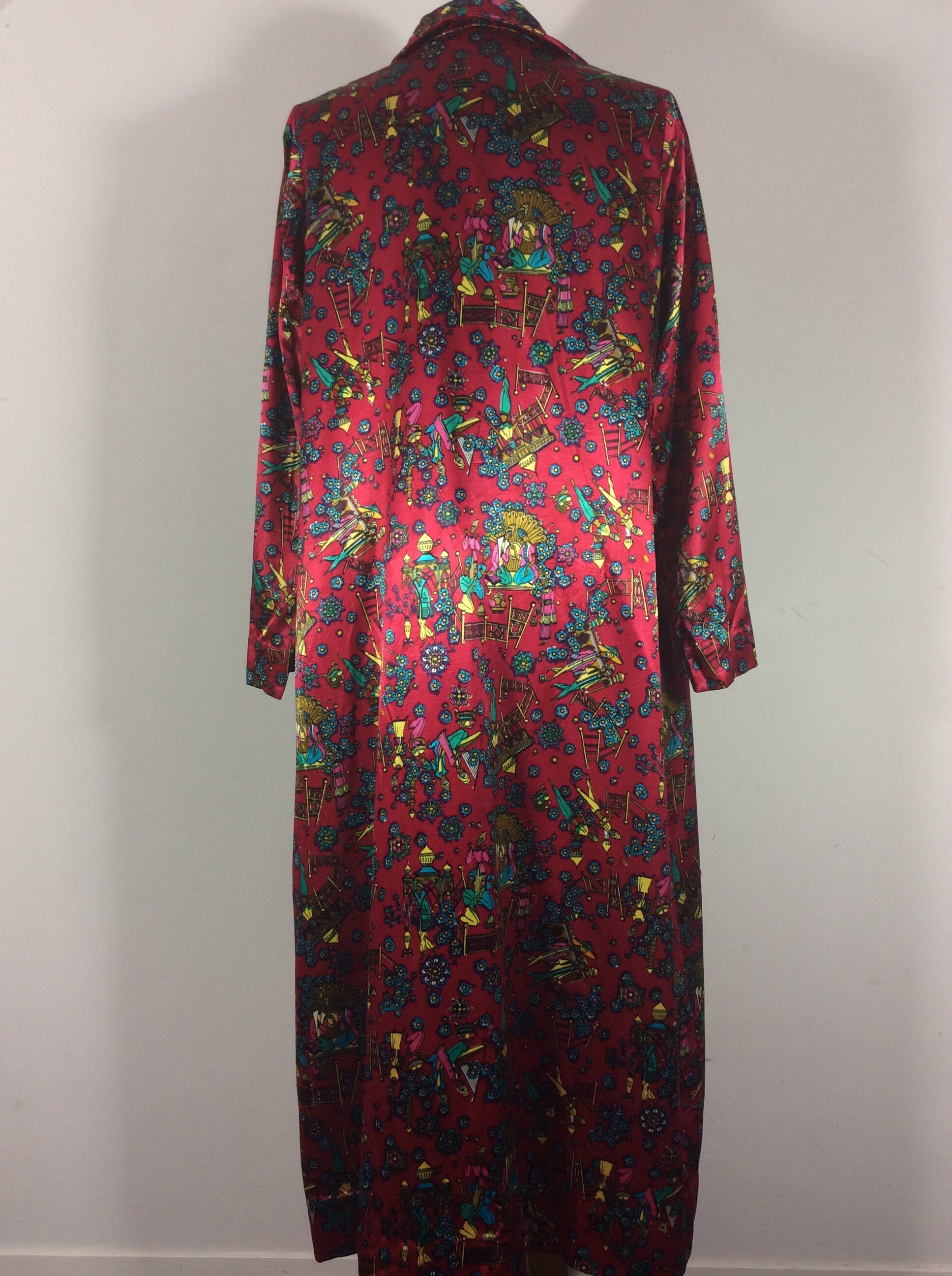 1940s 1950s Evening Robe NOVELTY PRINT Satin Oriental Robe | Etsy