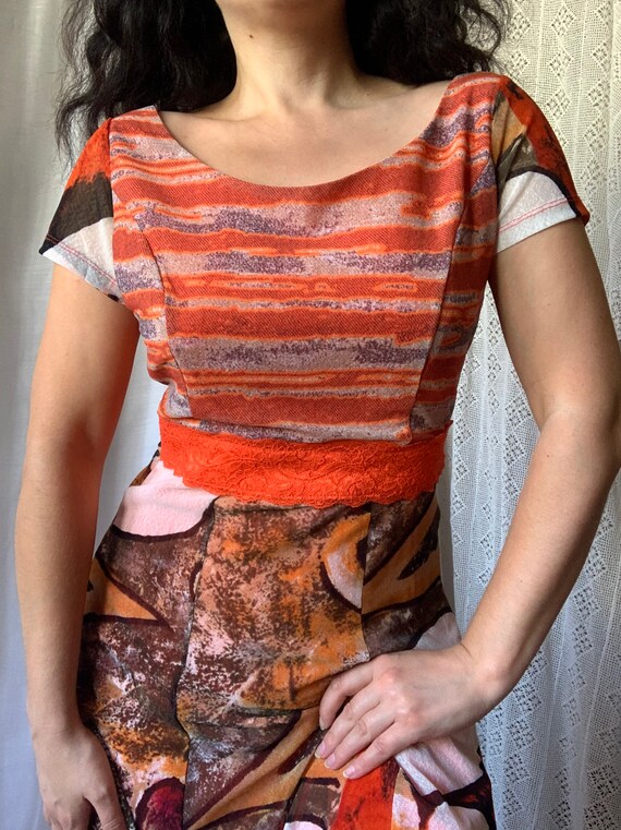 Y2K Orange MESH DRESS Vintage SUMMER Dress Size Small Gem