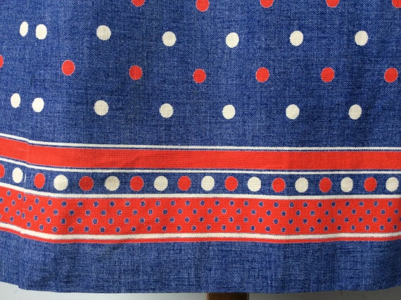 70s Blue Red Cotton Summer Skirt POLKA DOT Patter… - image 9