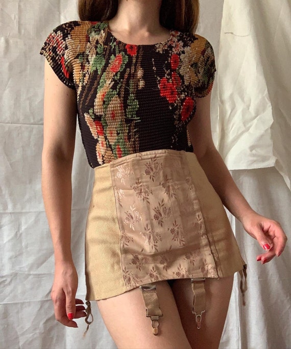 1950s 1960s Corset Garter Belt, Vintage Girdle, Co