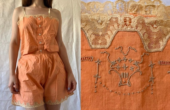 1920s Step-In Teddy, Art Deco Playsuit