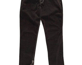 JPG Jean’s Paul Gaultier Brown Velvet Jeans - Low Waist Y2K Trousers - Zipped Legs - Size Medium -W30