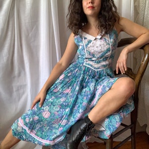 80s 90s Floral Dress RENE DERHY Vintage Romantic Summer Dress Size Small image 2