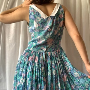 80s 90s Floral Dress RENE DERHY Vintage Romantic Summer Dress Size Small image 10