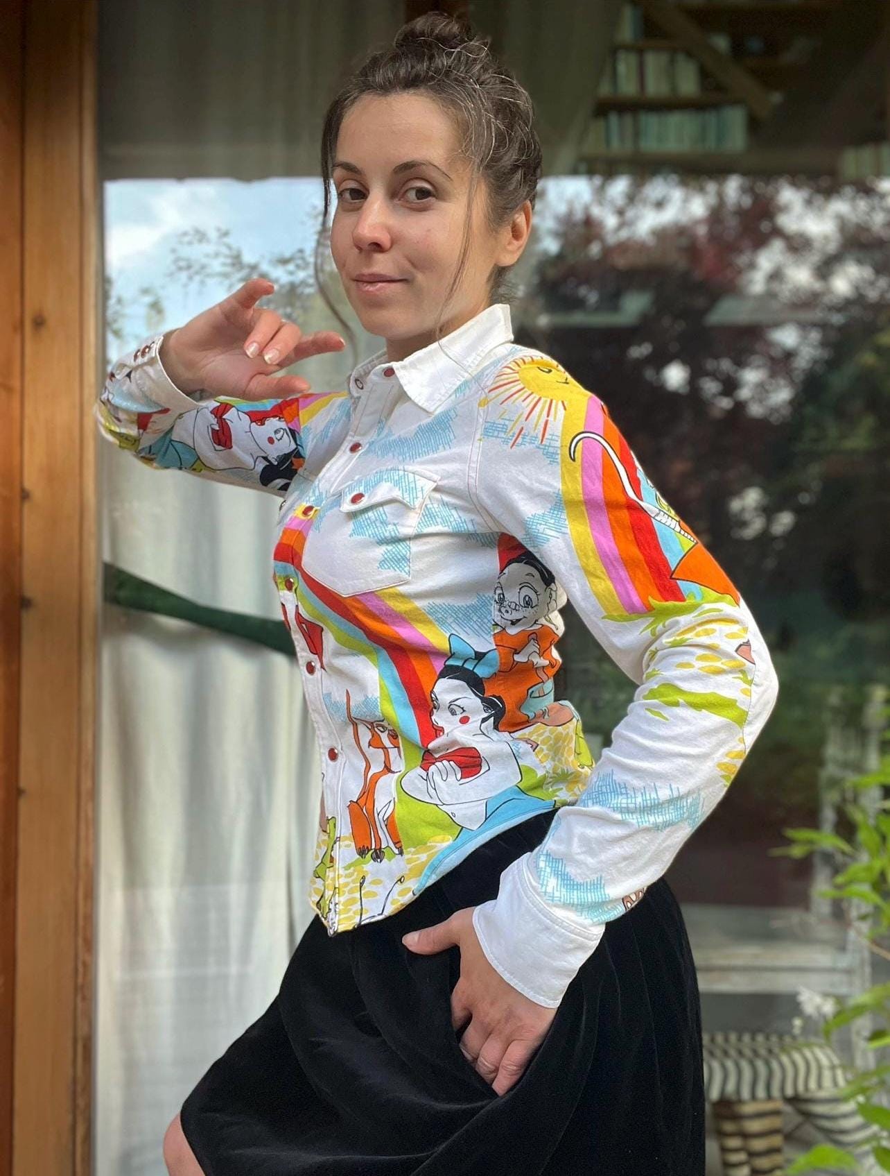 Vintage Christian Dior Cartoon Print Western Shirt - Galliano 2002