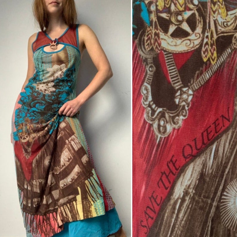 SAVE the QUEEN Punk Dress Vintage 1990\u2019s Dress Summer Dress Boho Dress Mesh Dress Layered Dress
