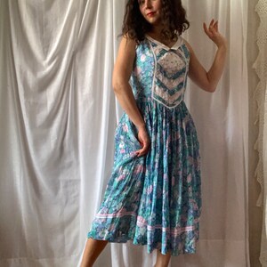 80s 90s Floral Dress RENE DERHY Vintage Romantic Summer Dress Size Small image 8