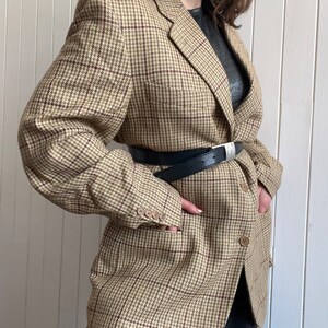 Vintage des années 90 MULBERRY beige pied-de-poule Tweed laine hommes blazer taille grande preppy décontracté à carreaux veste de costume image 10