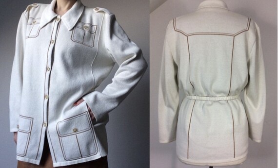 1970s Cardigan, Trompe L’Oeil, Long Cotton Cardiga