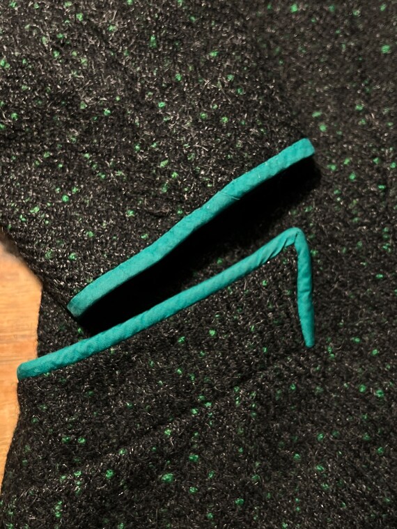 Vintage 50s 60s Dark Green Woolen Coat Midcentury… - image 5